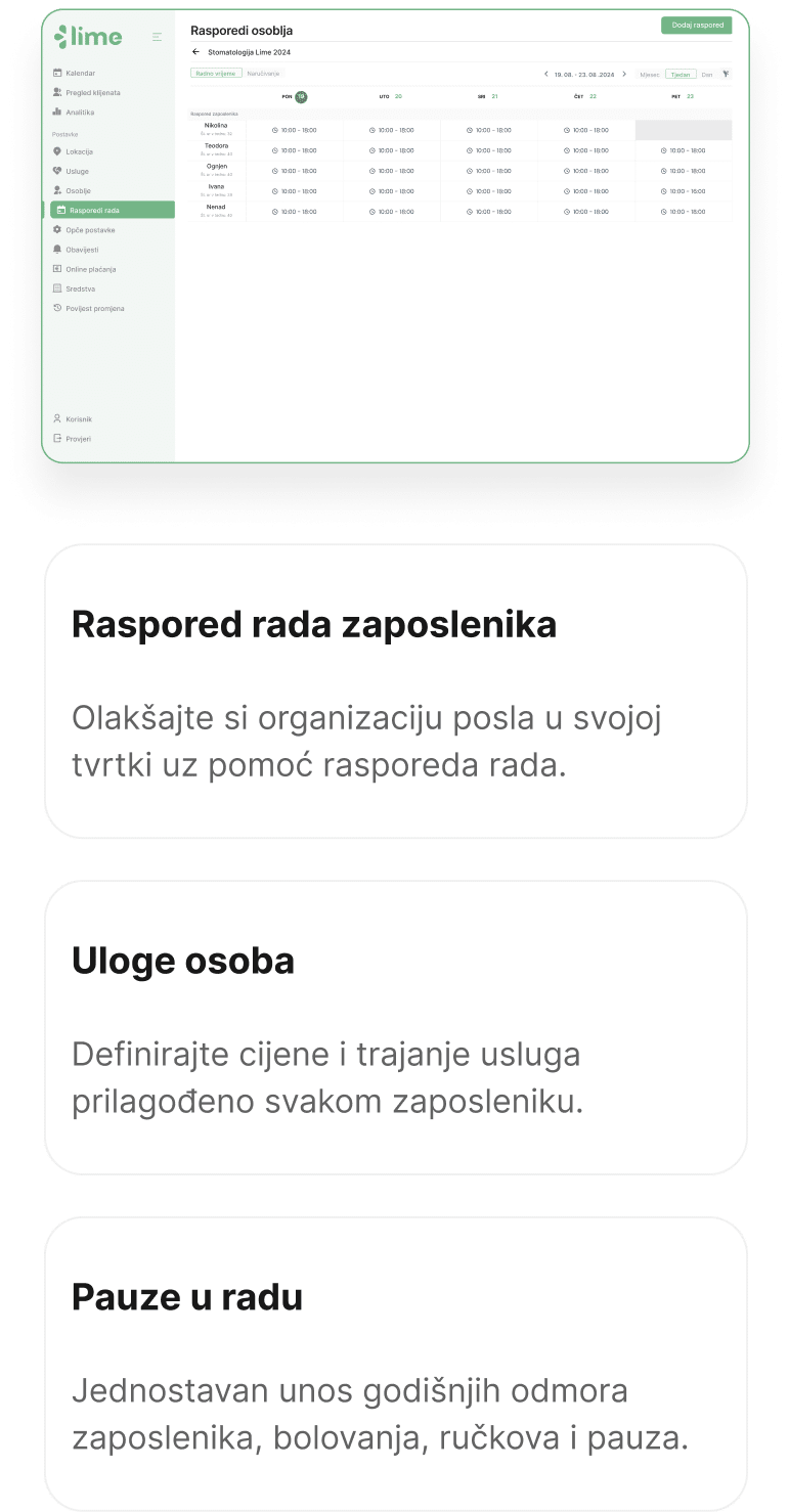 Rasporedi_osoblja_Stomatologija_Lime_Booking_HR_Mobile