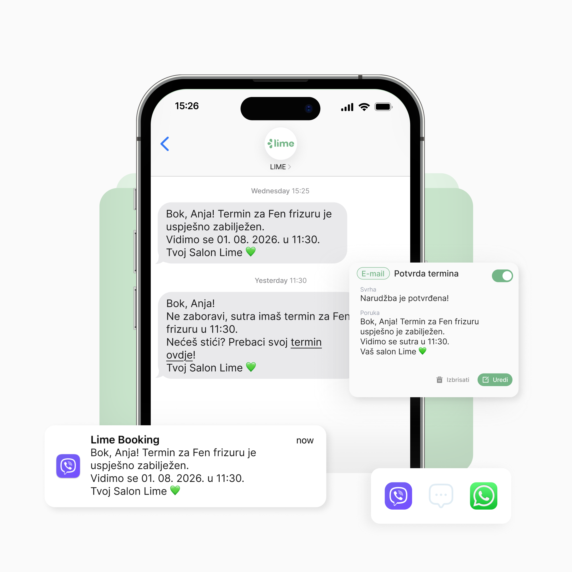 Automatske obavijesti za frizerski salon - Lime Booking HR